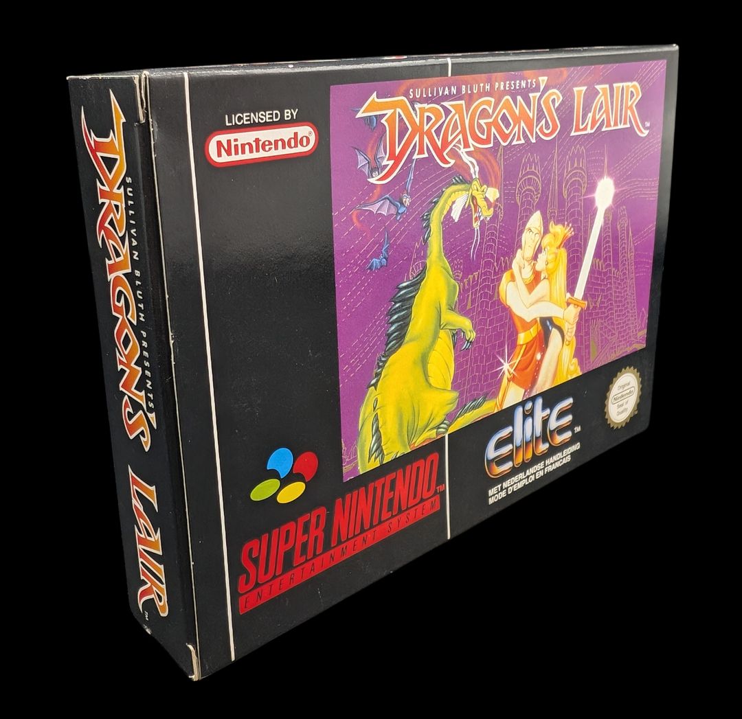 Nintendo - Super NES - Jeu Dragon's Lair. Avec boîte, notices, cale en carton. Version du jeu FAH.