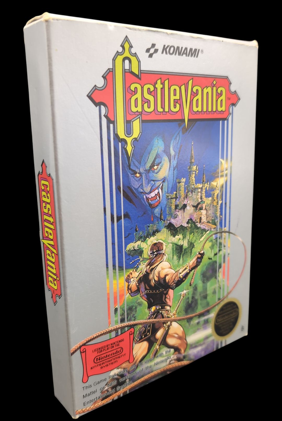 Nintendo – Nes – Jeu Castlevania. Avec boîte, fourreau, notice, cale en polystyrène. Version du jeu FAH.