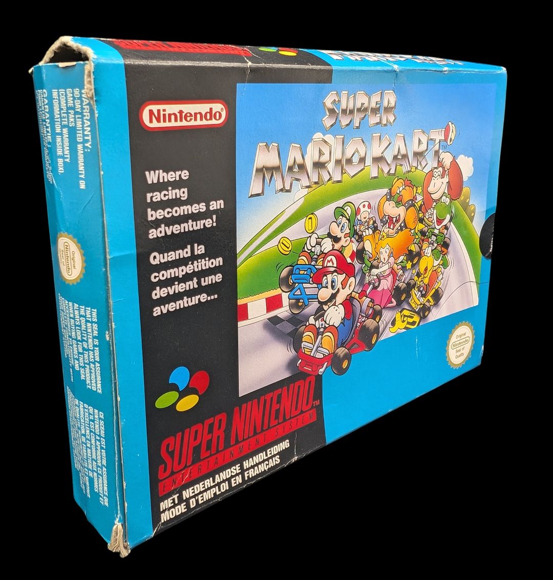 Nintendo - Super NES - Jeu Super Mario Kart. Avec boîte, notices, poster. Version du jeu FAH.